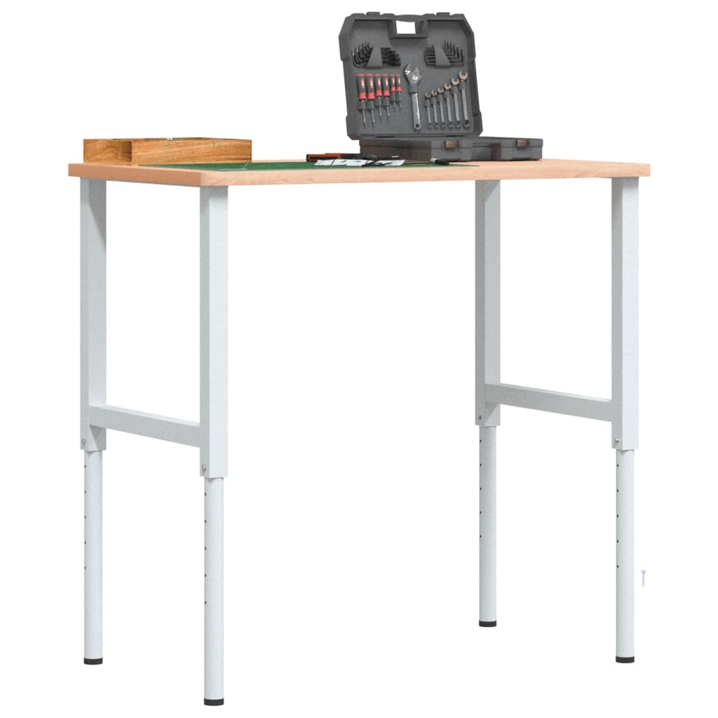 vidaXL Werkbank 100x60x(71,5-98) cm Massivholz Buche Rechteckig