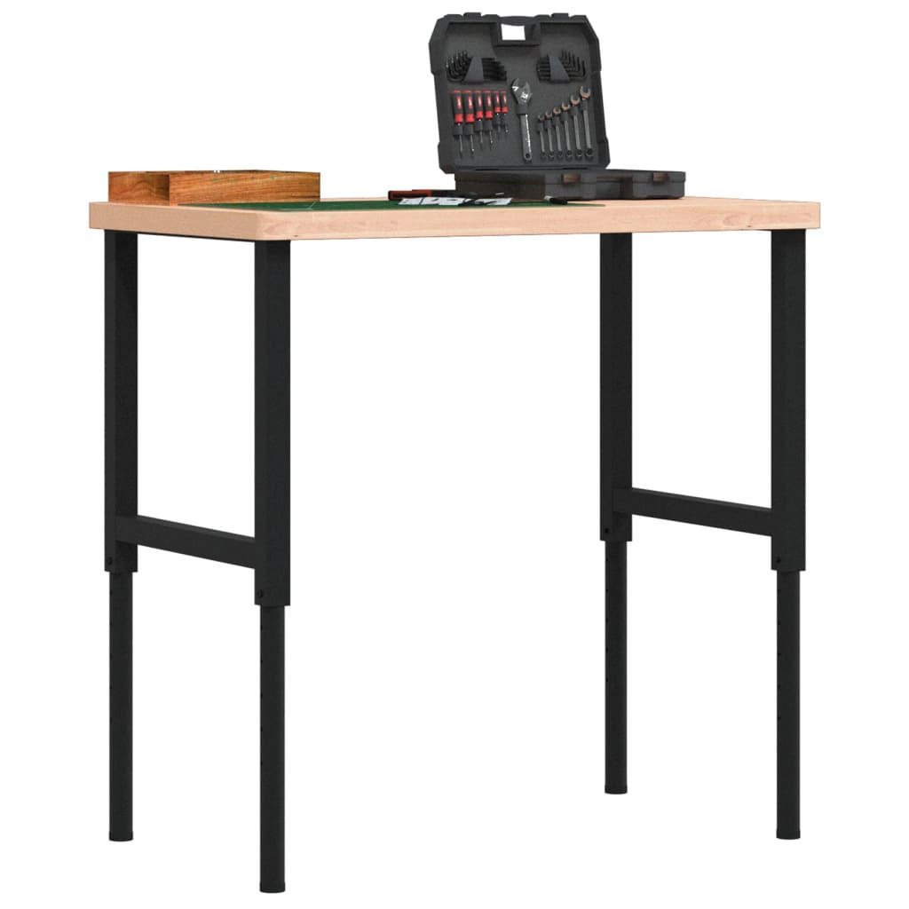 vidaXL Werkbank 100x60x(73-99,5) cm Massivholz Buche Rechteckig