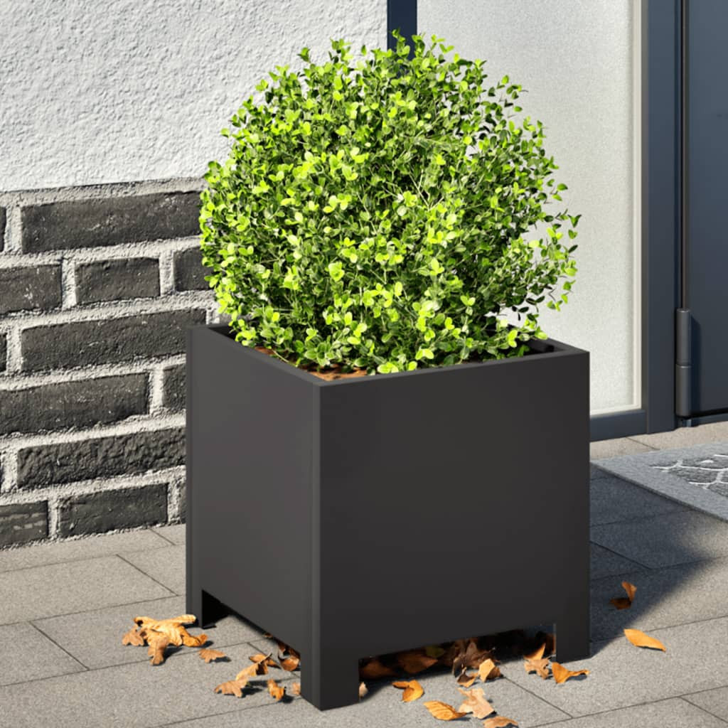 vidaXL Pflanzkübel 2 Stk. Schwarz 30x30x30 Stahl
