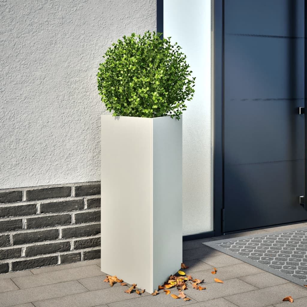 vidaXL Pflanzkübel Weiß Dreieckig 40x34,5x75 cm Stahl