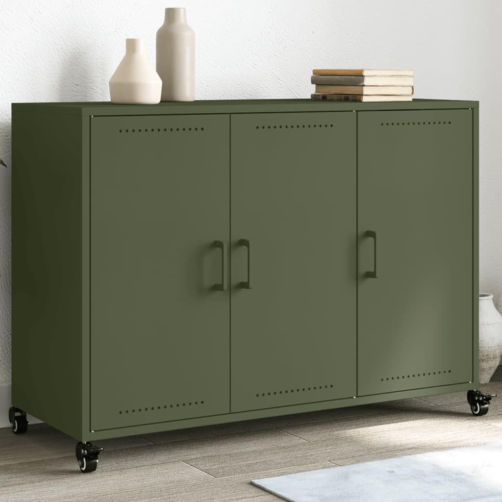 vidaXL Sideboard Olivgrün 100,5x39x72 cm Stahl