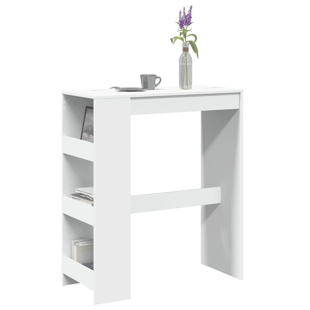 vidaXL Bartisch mit Regal Weiß 90x40x103,5 cm Holzwerkstoff