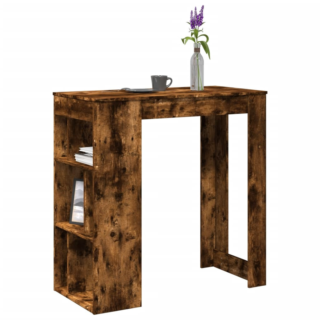 vidaXL Bartisch mit Regal Räuchereiche 102x50x103,5 cm Holzwerkstoff