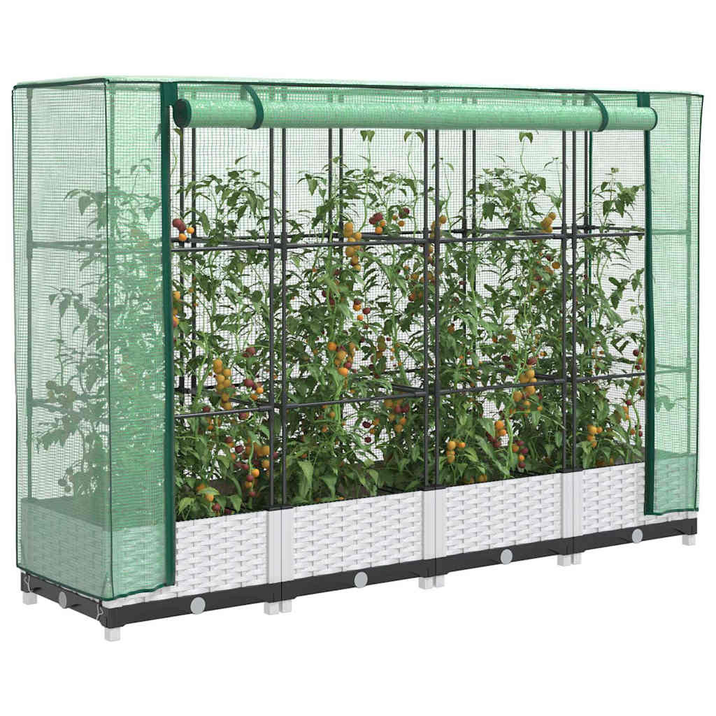 vidaXL Hochbeet mit Gewächshaus-Aufsatz Rattan-Optik 160x40x123 cm