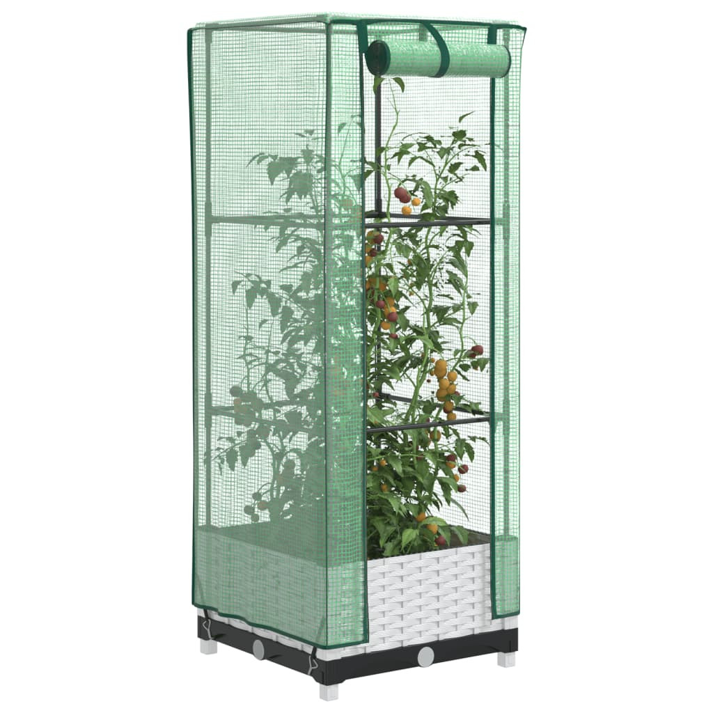vidaXL Hochbeet mit Gewächshaus-Aufsatz Rattan-Optik 40x40x123 cm