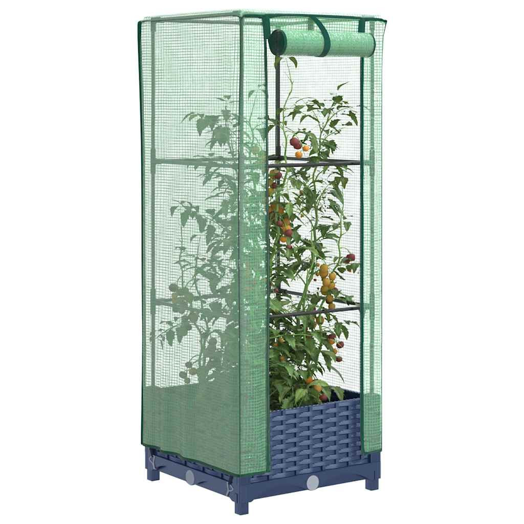 vidaXL Hochbeet mit Gewächshaus-Aufsatz Rattan-Optik 40x40x123 cm