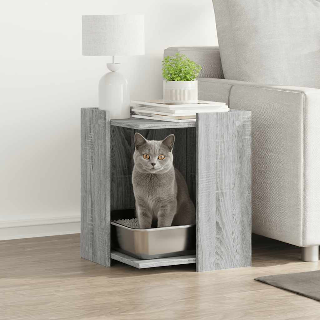 vidaXL Katzenklo Grau Sonoma 42x42x51 cm Holzwerkstoff