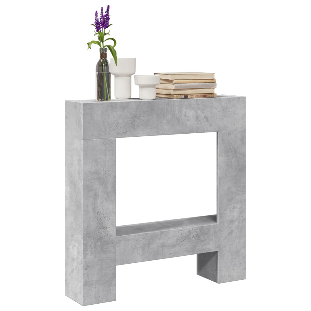vidaXL Kaminumrandung Betongrau 81x18x82 cm Holzwerkstoff
