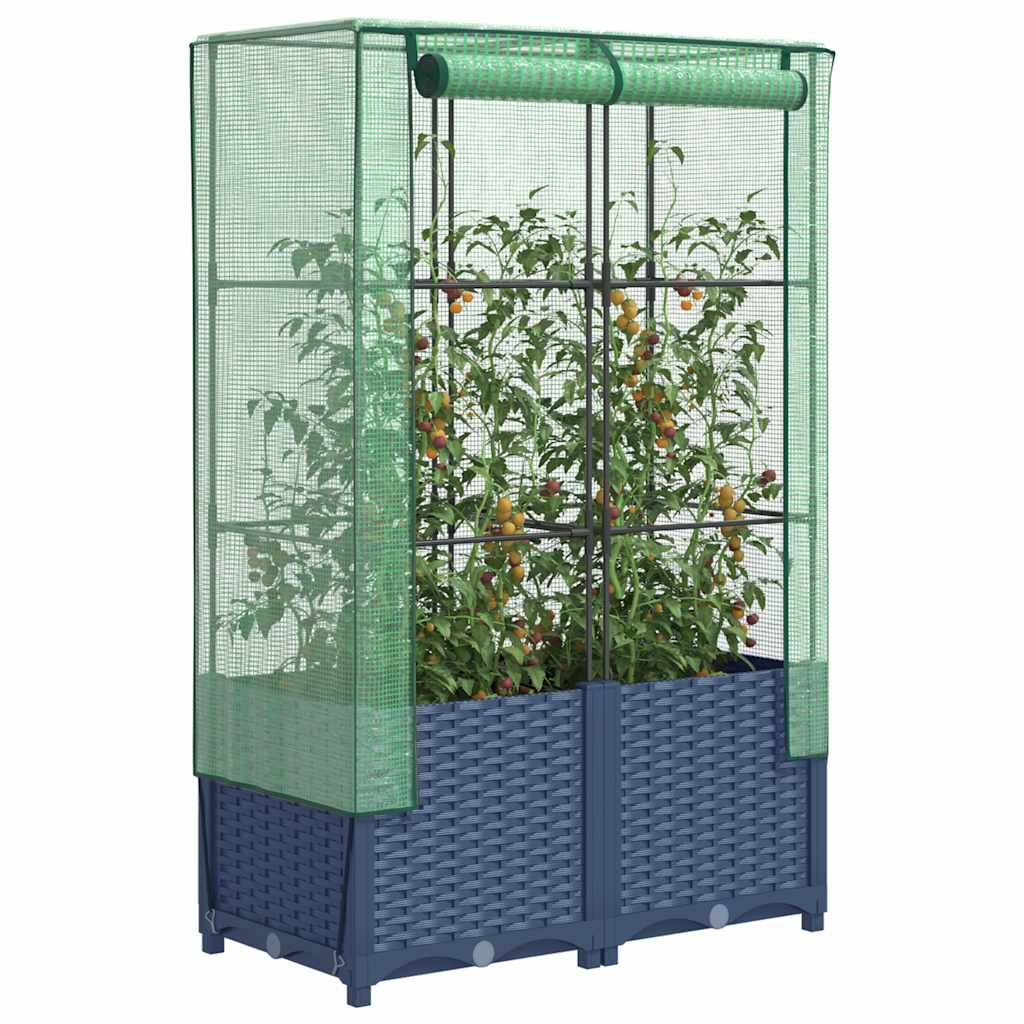 vidaXL Hochbeet mit Gewächshaus-Aufsatz Rattan-Optik 80x40x138 cm