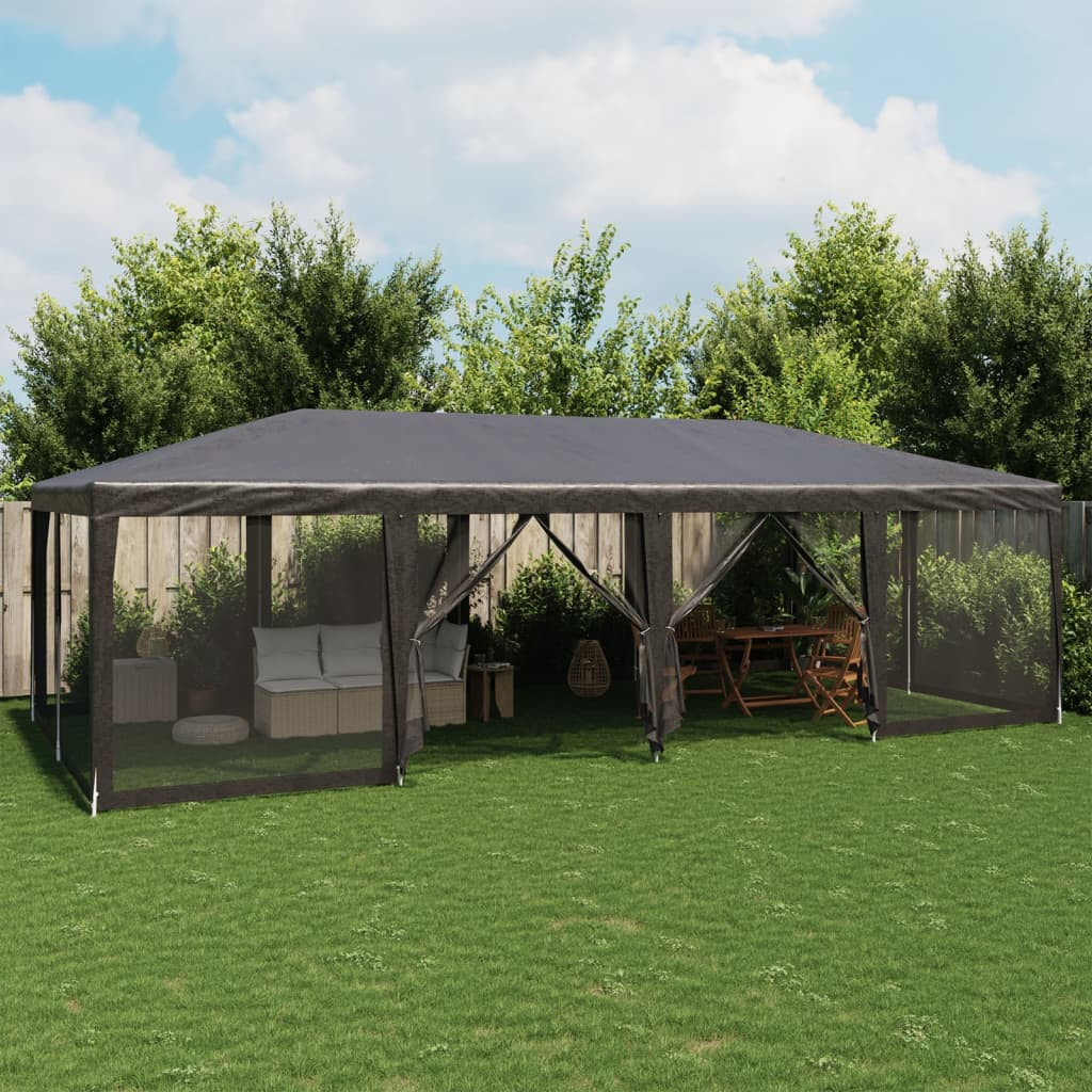 vidaXL Partyzelt mit 12 Mesh-Seitenteilen Anthrazit 8x4 m HDPE