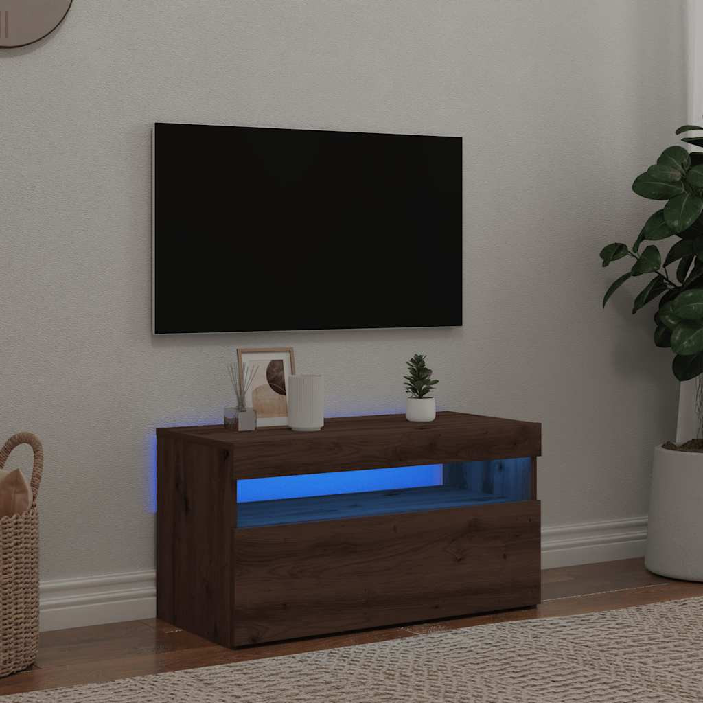vidaXL TV-Schrank mit LED-Leuchten Artisan-Eiche 75x35x40 cm