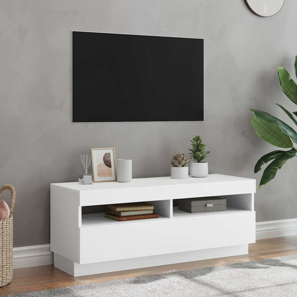 vidaXL TV-Schrank mit LED-Leuchten Weiß 100x35x40 cm