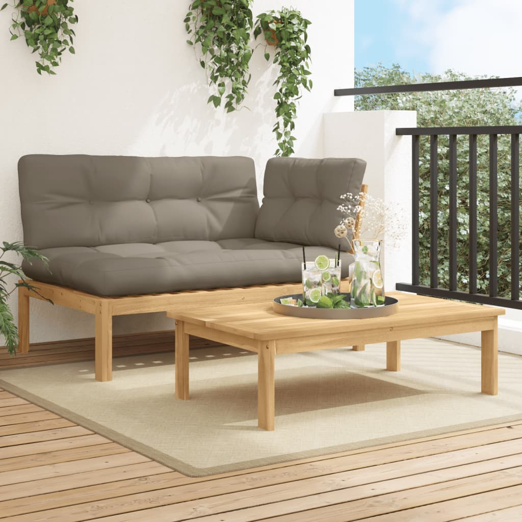 vidaXL 2-tlg. Garten-Sofagarnitur aus Paletten mit Kissen Akazienholz
