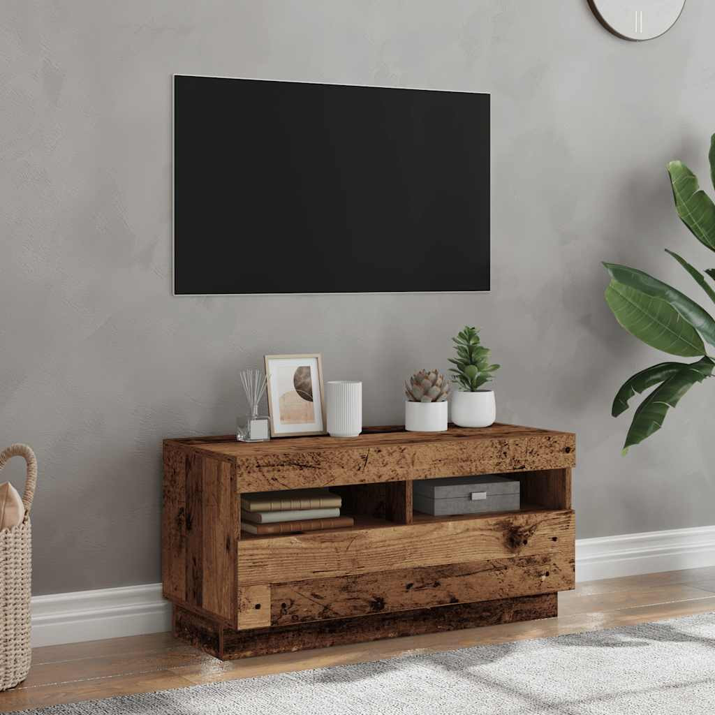 vidaXL TV-Schrank mit LED-Leuchten Altholz-Optik 80x35x40 cm