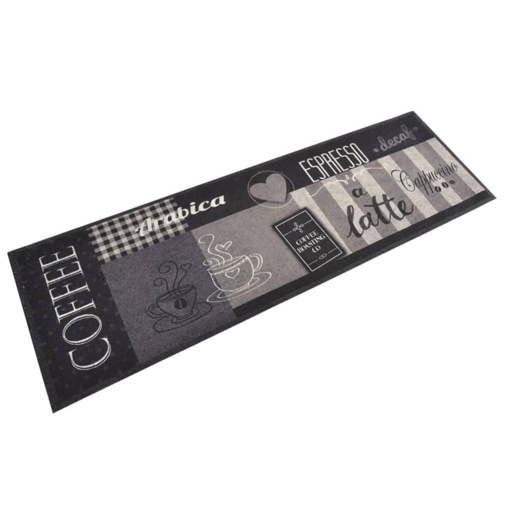 vidaXL Küchenteppich Waschbar Coffee Schwarz 60x180 cm Samt