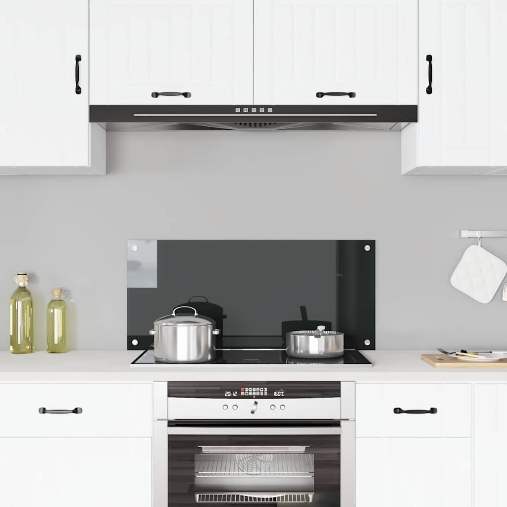 vidaXL Küchenrückwand Schwarz 90x40 cm Hartglas