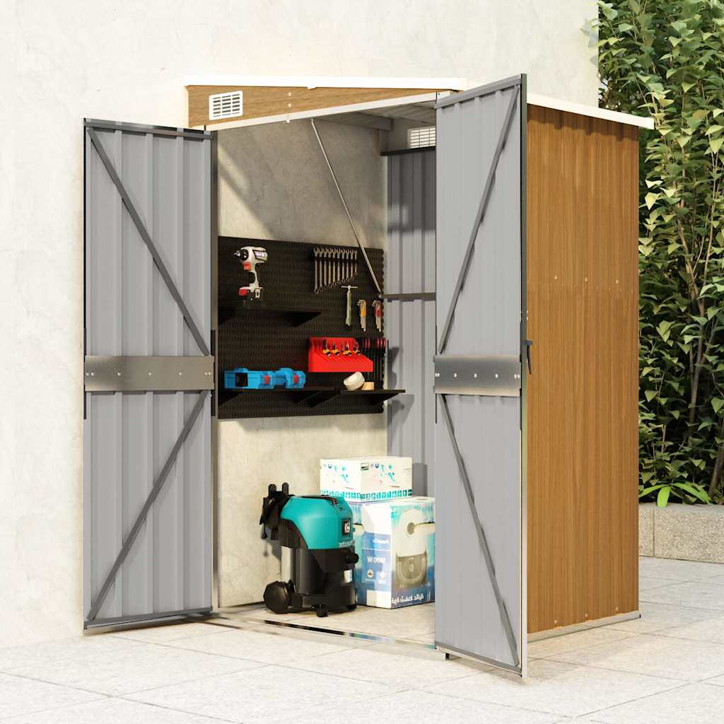 vidaXL Anbauschuppen Braun 118x100x178 cm Verzinkter Stahl