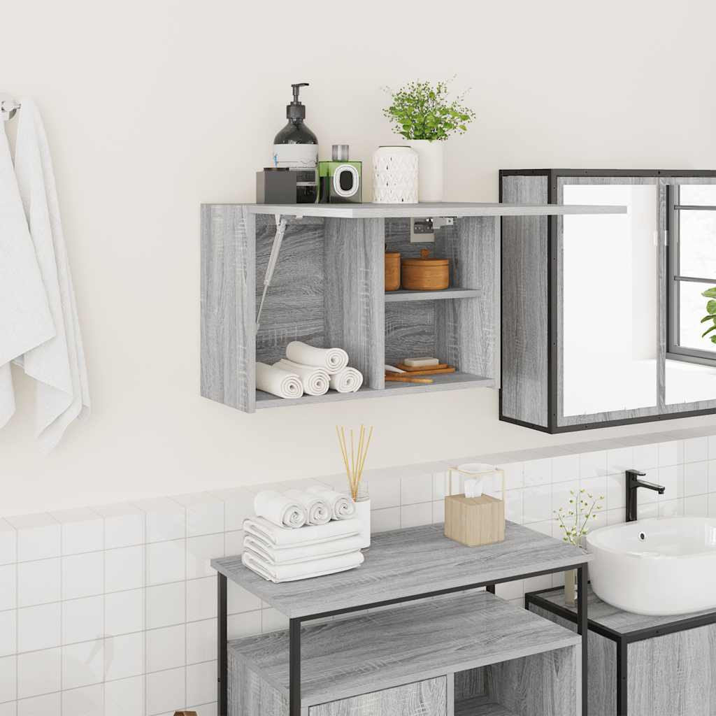 vidaXL Bad-Wandschrank Grau Sonoma 60x25x40 cm Holzwerkstoff