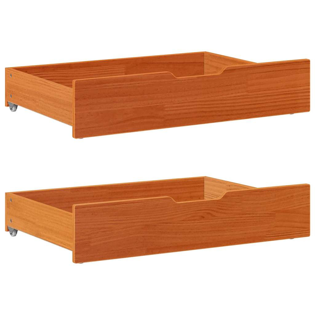 vidaXL Bettschubladen 2 Stk. Wachsbraun 85x55x17 cm Massivholz Kiefer