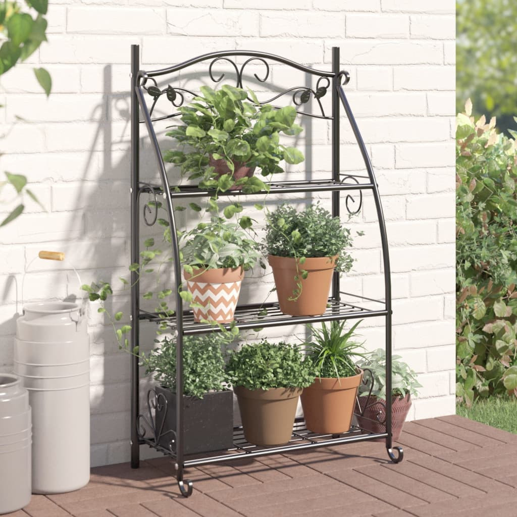 vidaXL Blumenregal Schwarz 56x30x96 cm Stahl