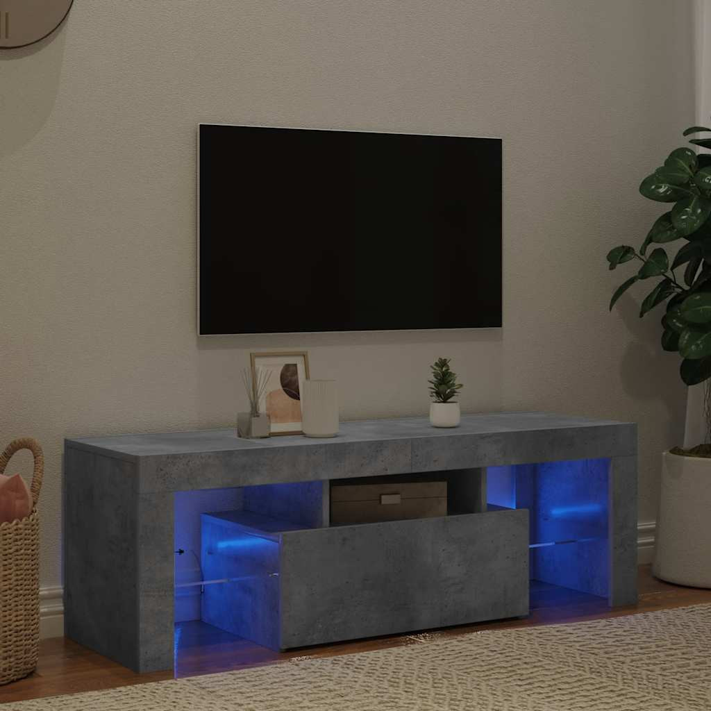 vidaXL TV-Schrank mit LED-Beleuchtung Betongrau 120x35x40 cm