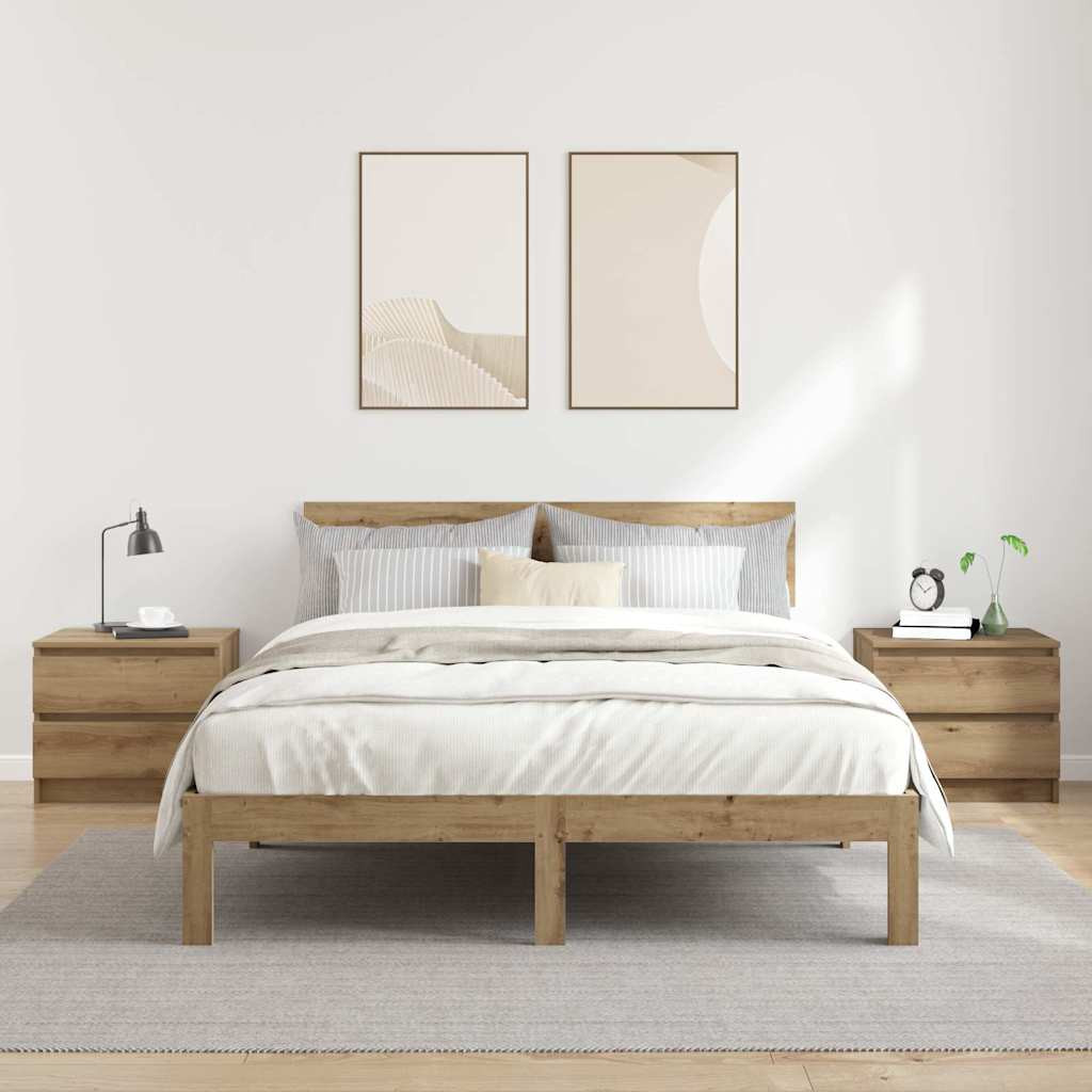 vidaXL Nachttische 2 Stk. Artisan-Eiche 50x40x43,5 cm Holzwerkstoff