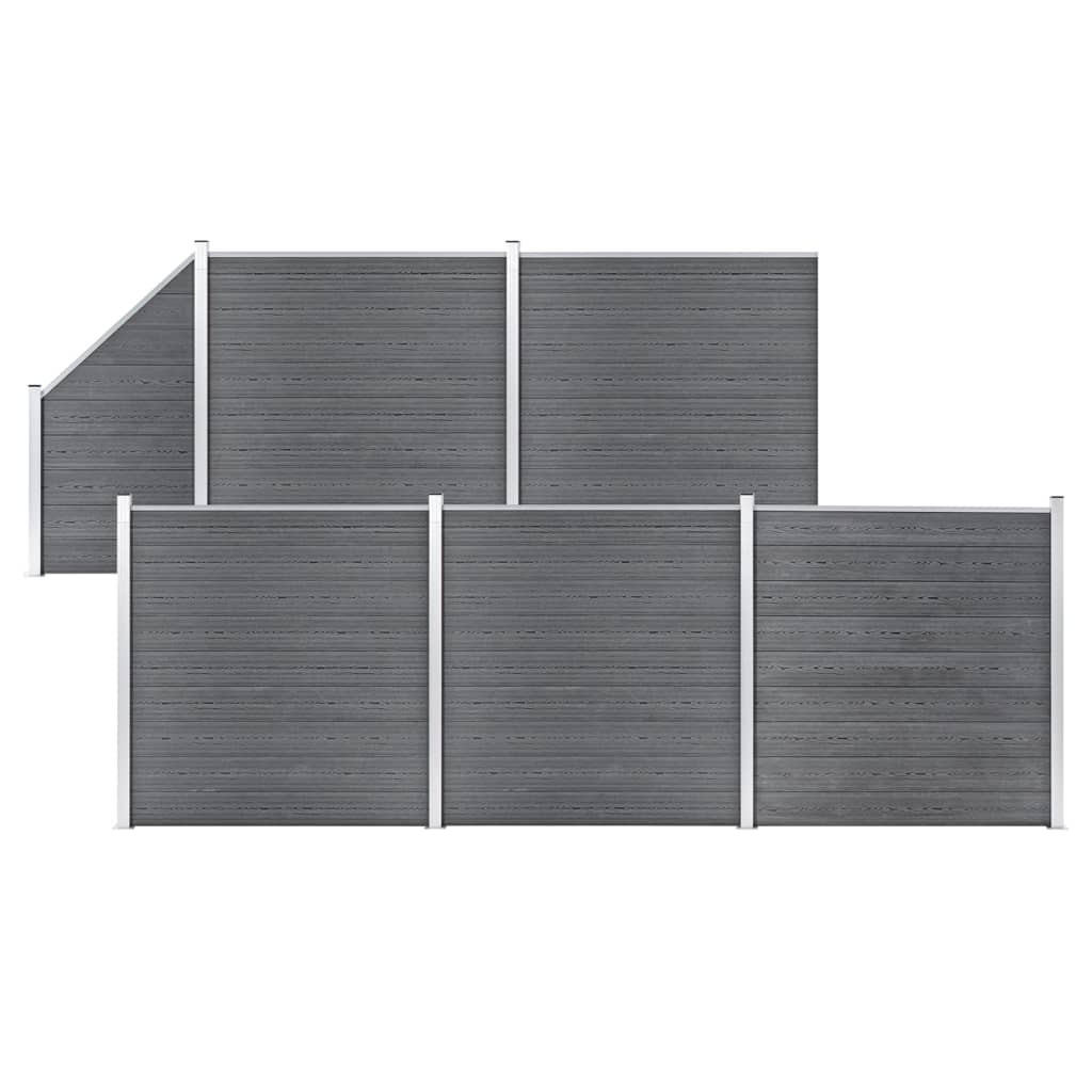vidaXL WPC Zaun-Set 5 Quadrate + 1 Schräge 965x186 cm Grau