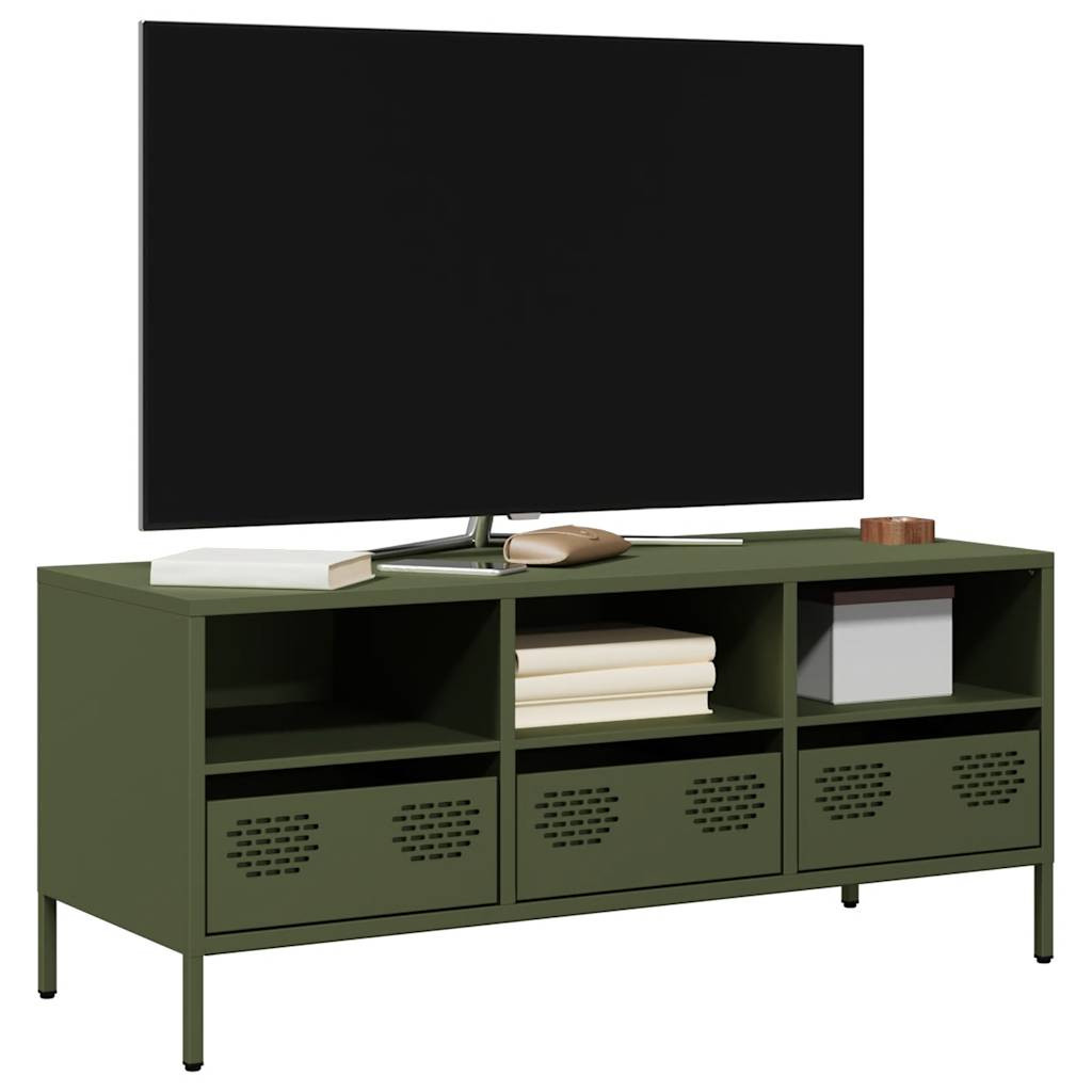 vidaXL TV-Schrank Olivgrün 101,5x39x43,5 cm Kaltgewalzter Stahl