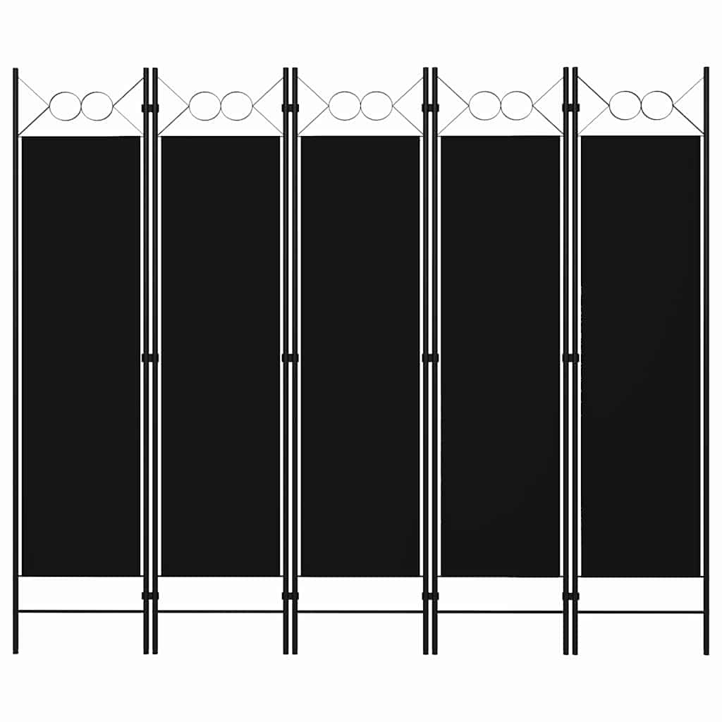 vidaXL 5-tlg. Raumteiler Schwarz 200 x 180 cm