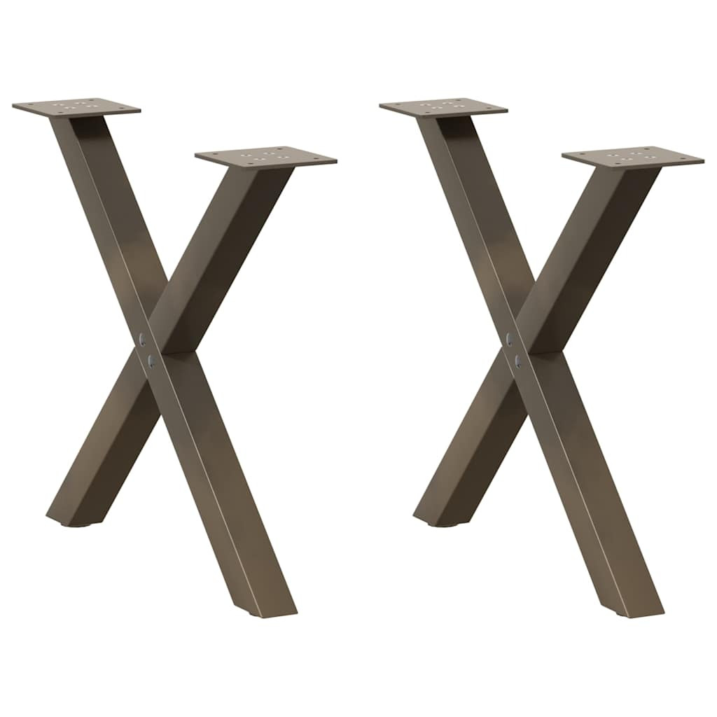 vidaXL Couchtischbeine X-Form 2 Stk. Naturstahl 60x(42-43) cm Stahl