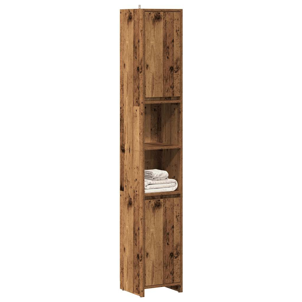 vidaXL Badschrank Altholz-Optik 30x30x183,5 cm Holzwerkstoff