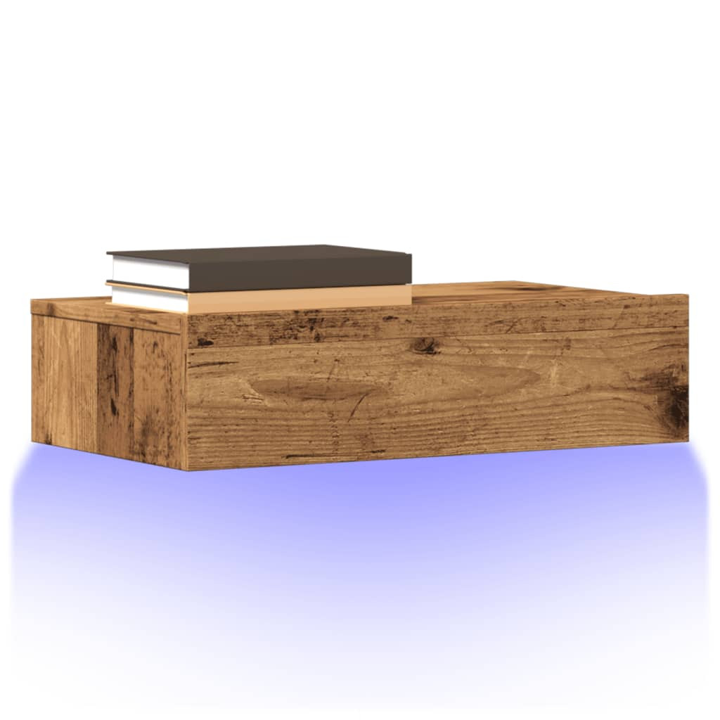 vidaXL TV-Schrank mit LED-Leuchten Altholz-Optik 60x35x15,5 cm