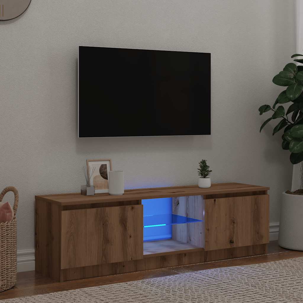 vidaXL TV-Schrank mit LED-Leuchten Artisan-Eiche 120x30x36 cm