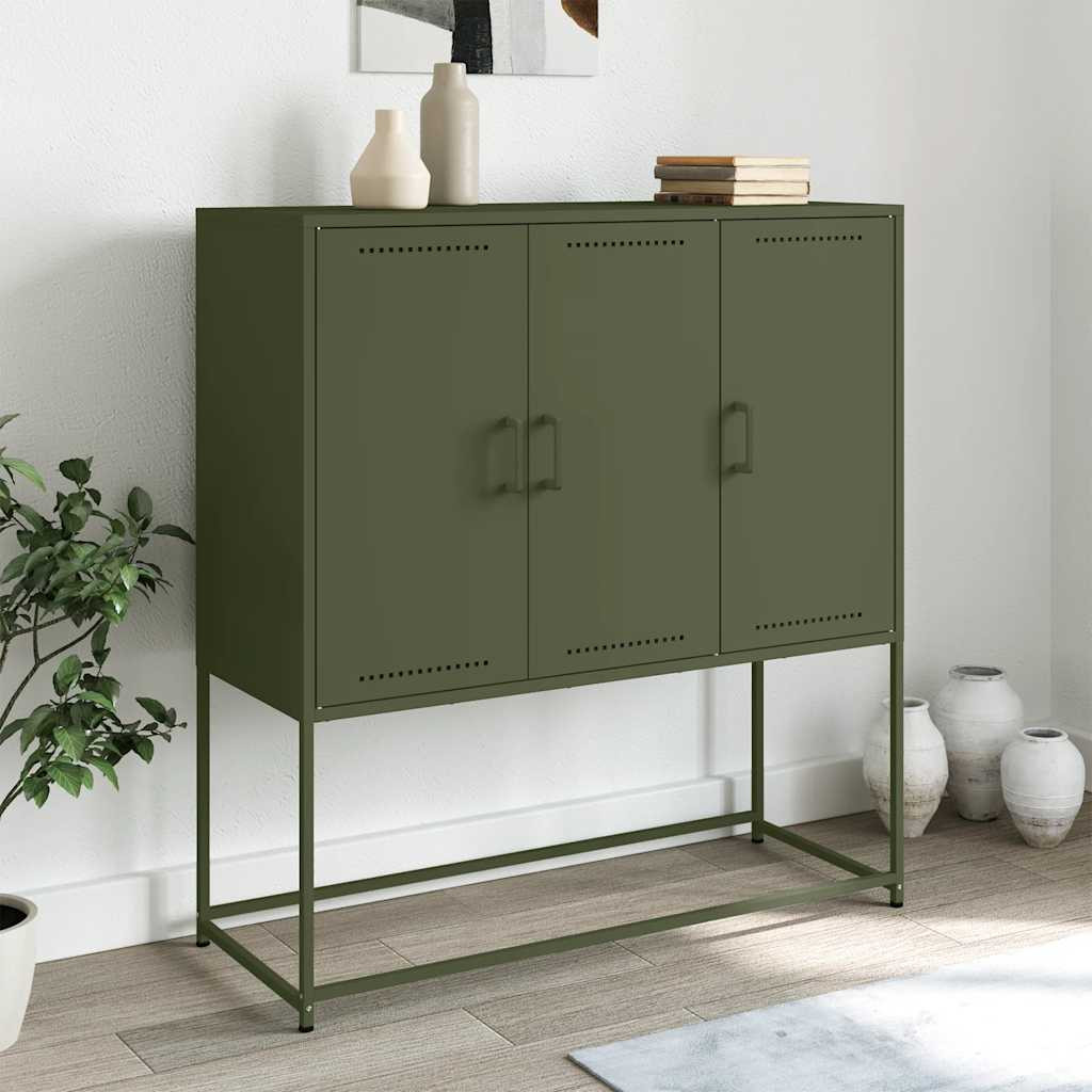 vidaXL Sideboard Olivgrün 100,5x39x107 cm Stahl