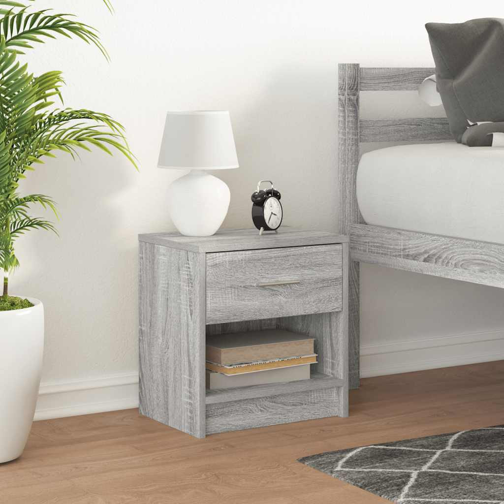 vidaXL Nachttisch mit Schublade Grau Sonoma 39x28x41 cm