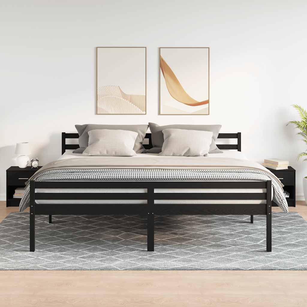 vidaXL Nachttische 2 Stk. mit Schublade Schwarz 39x28x41 cm