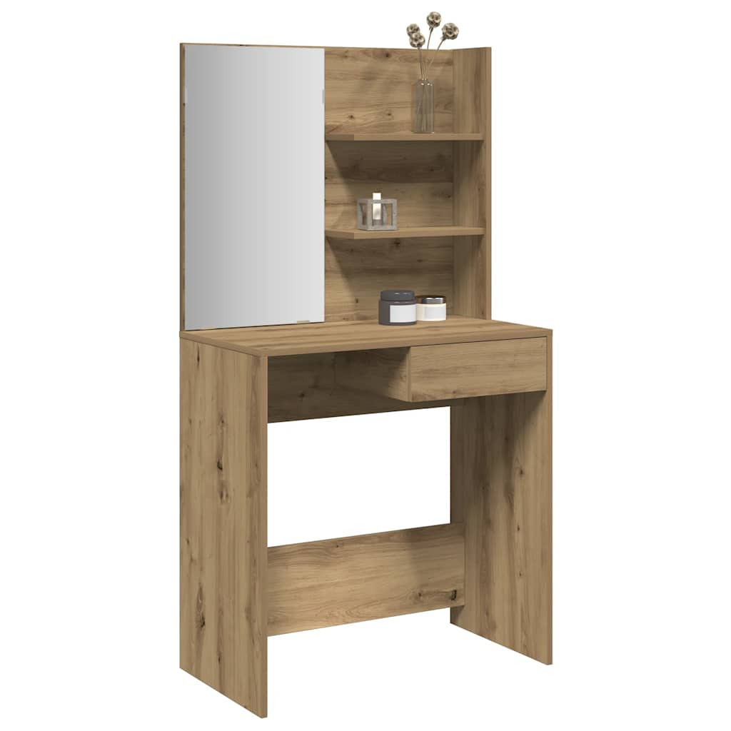 vidaXL Schminktisch mit Spiegel Artisan-Eiche 74,5x40x141 cm