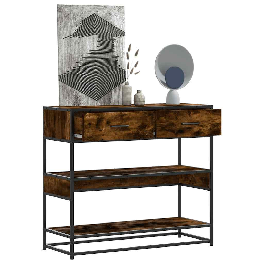 vidaXL Konsolentisch Räuchereiche 90x35x80 cm Holzwerkstoff
