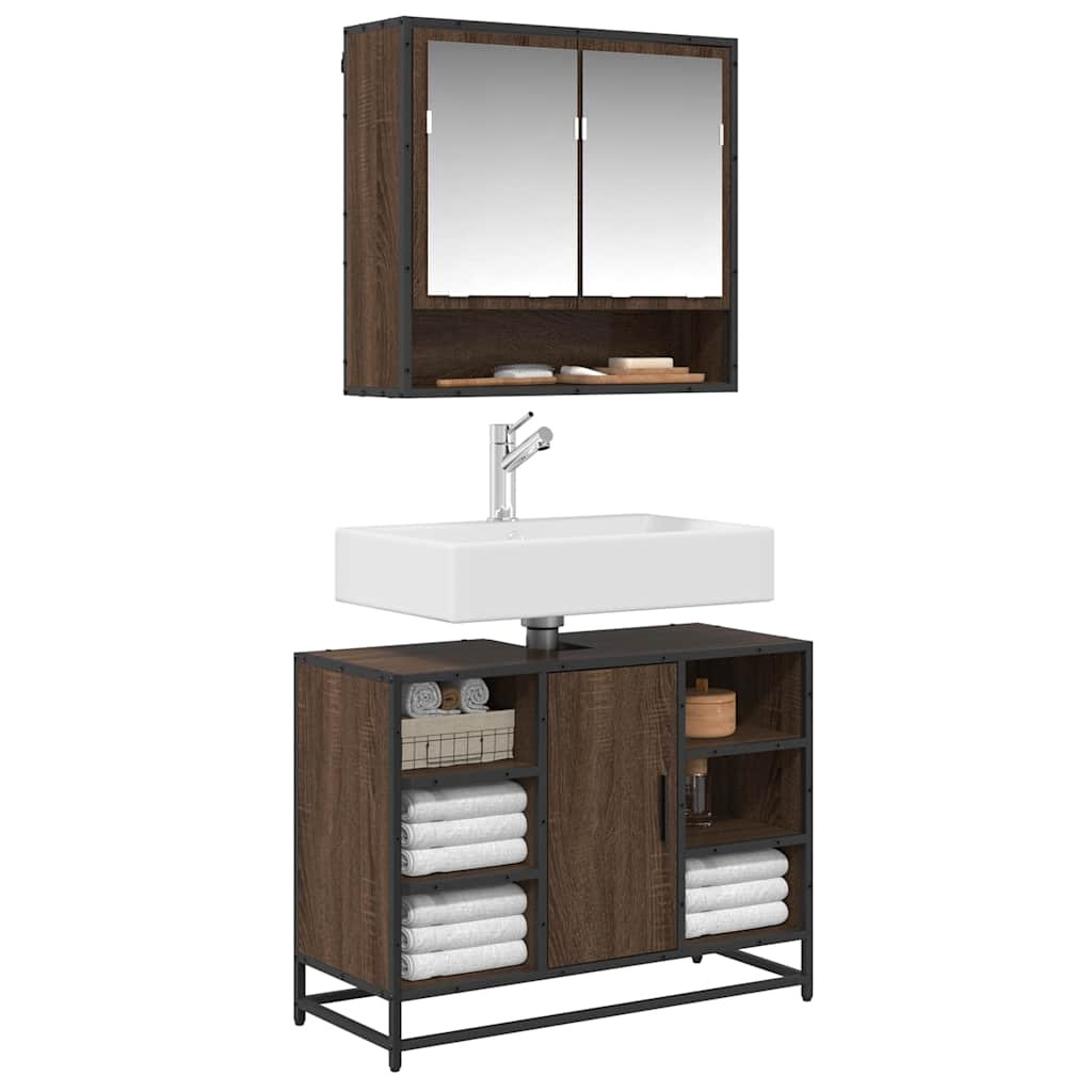 vidaXL Waschbeckenunterschrank Braun Eichen-Optik 80x33x60 cm