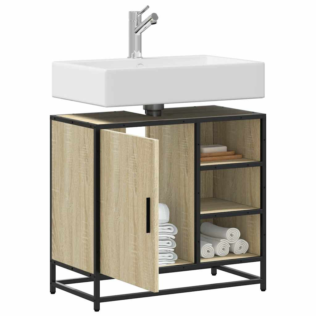 vidaXL Badezimmer-Waschbeckenschrank Sonoma-Eiche 65 x 33 x 60 cm Holzwerkstoff
