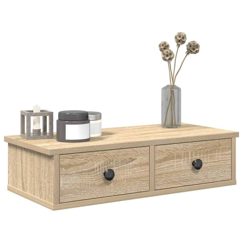 vidaXL Wandregal mit Schubladen Sonoma-Eiche 60x28x15 cm Holzwerkstoff