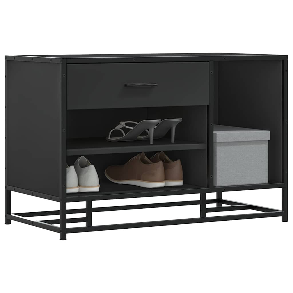 vidaXL Schuhbank Schwarz 80x40x53,5 cm Holzwerkstoff und Metall