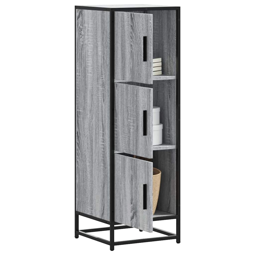 vidaXL Highboard Grau Sonoma 35,5x35x106,5 cm Holzwerkstoff und Metall