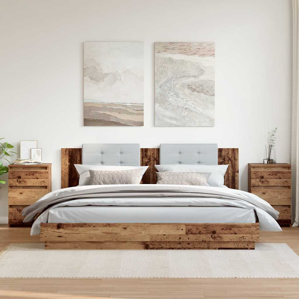 vidaXL Nachttische 2 Stk. Altholz-Optik 40x35x62,5 cm Holzwerkstoff