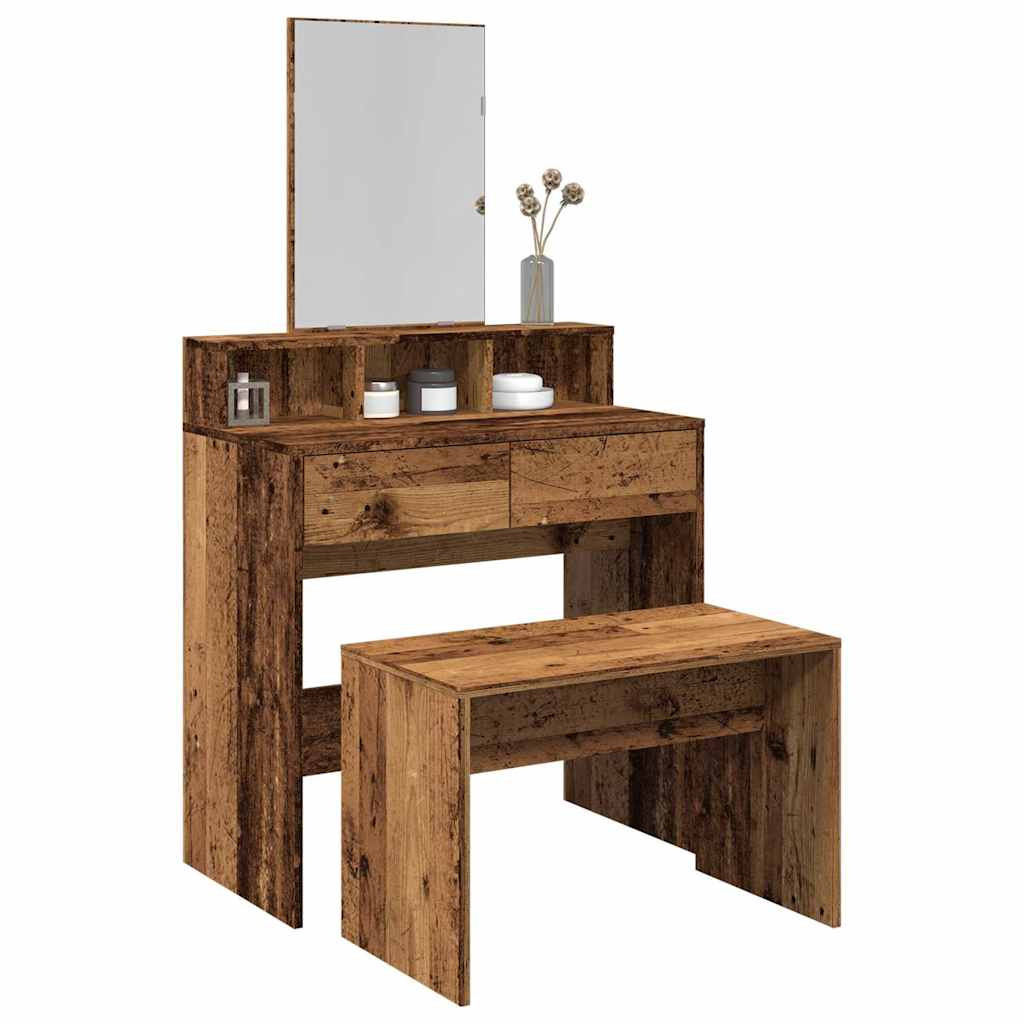 vidaXL Schminkhocker Altholz-Optik 70x35x45 cm Holzwerkstoff