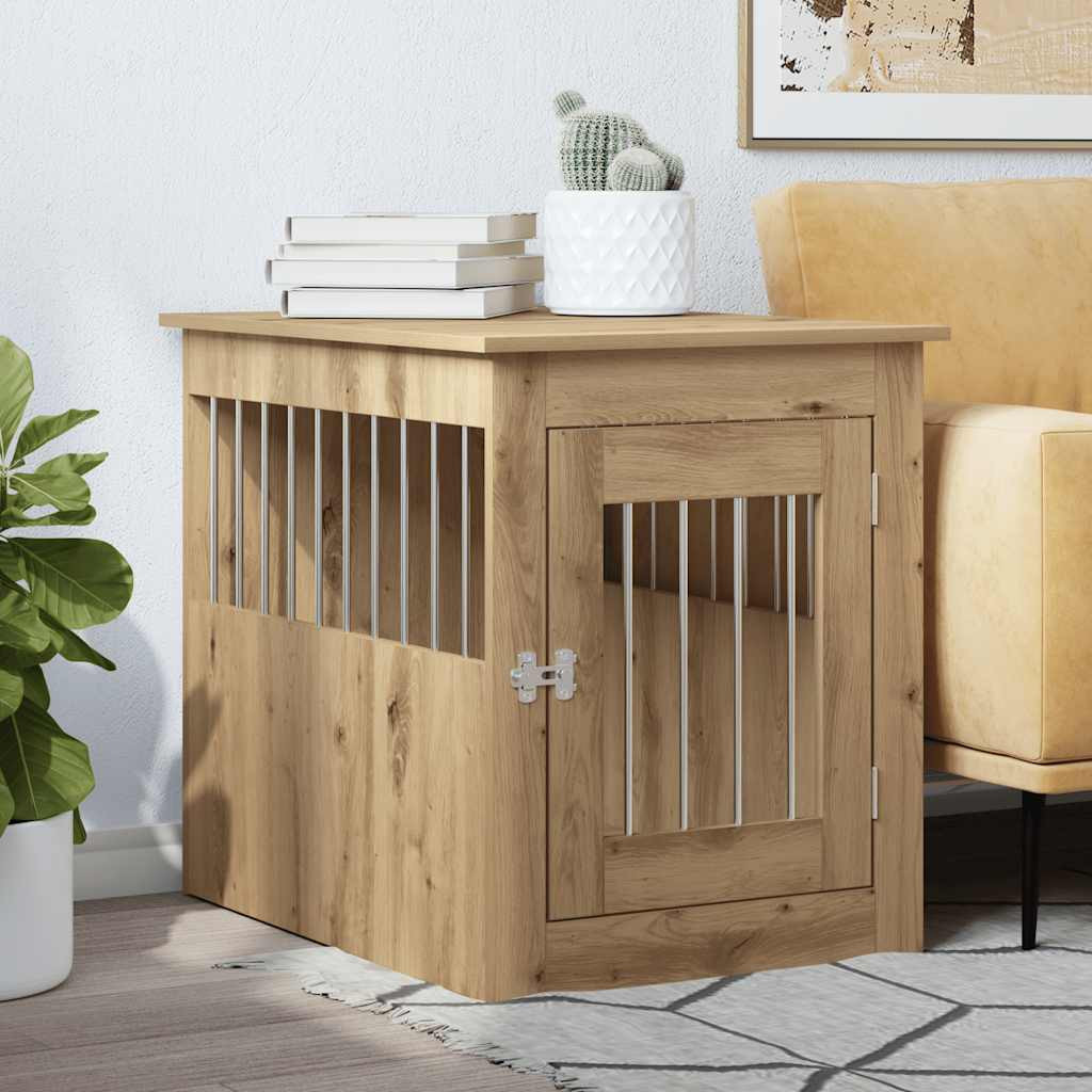vidaXL Hundekäfig im Möbelstil Artisan-Eiche 55x75x65 cm Holzwerkstoff