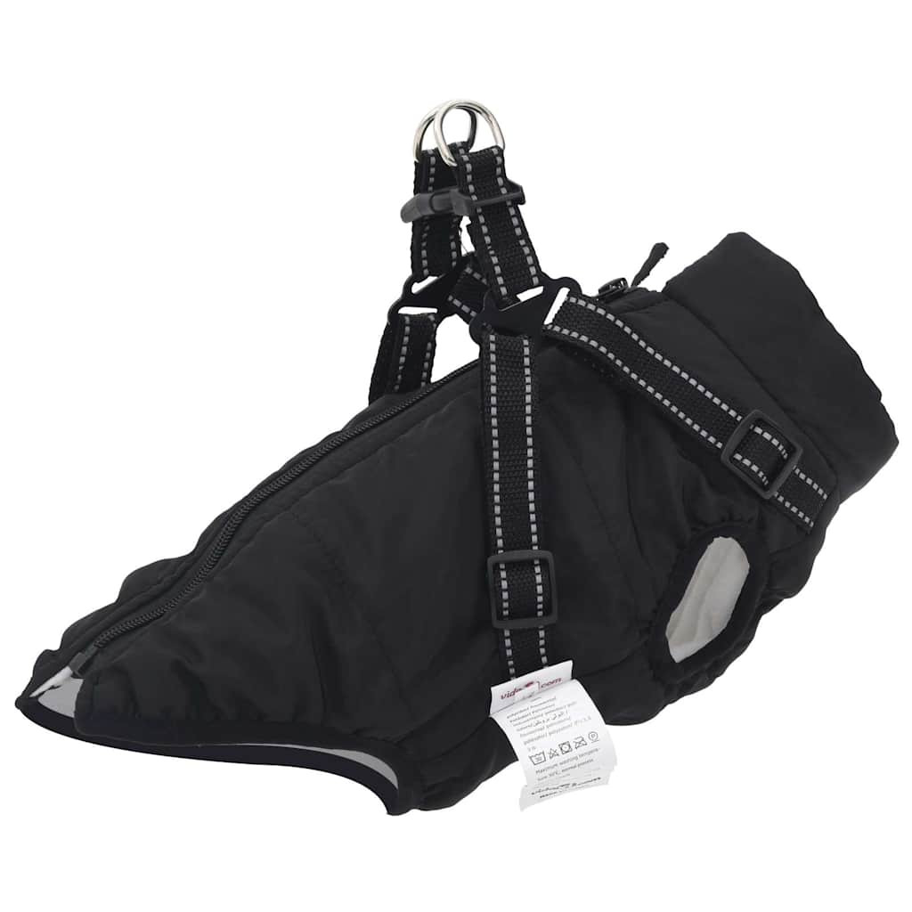 vidaXL Hundemantel mit Geschirr Wasserdicht Reflektierend Schwarz L40