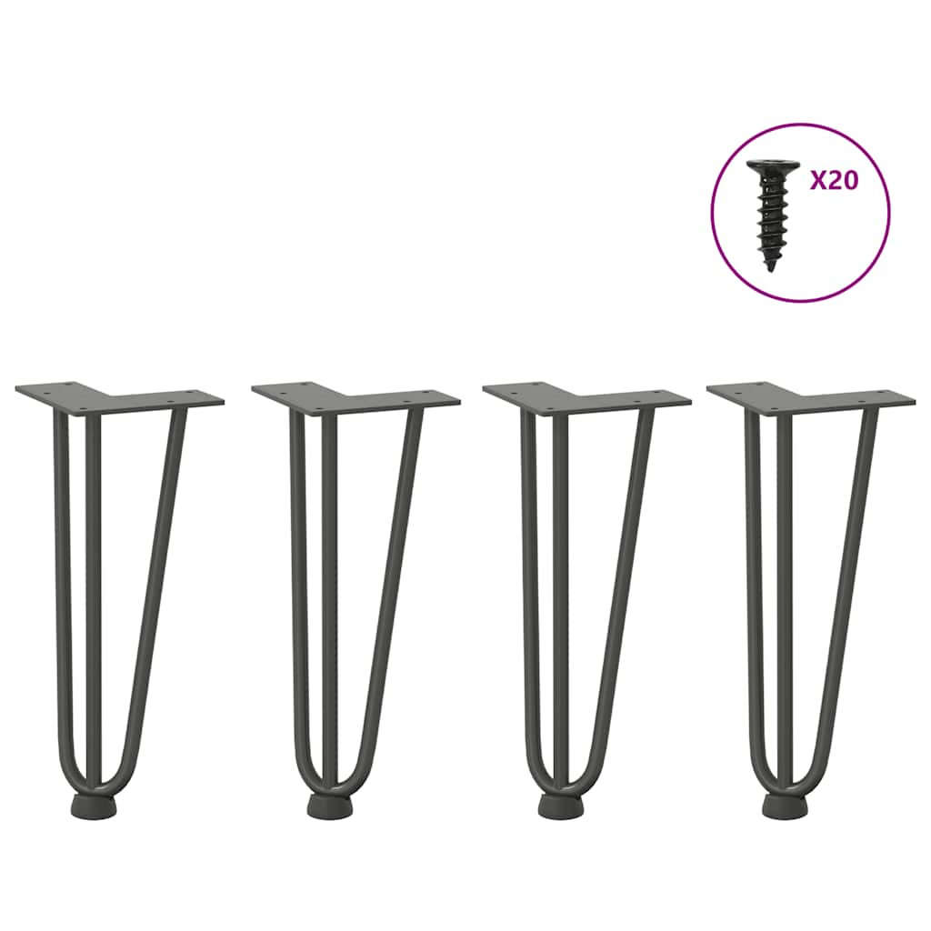 vidaXL Haarnadelbeine für Couchtisch 4 Stk. Anthrazit 30 cm Massivstahl