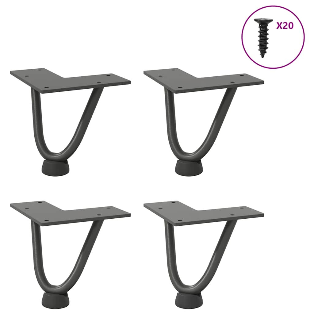 vidaXL Haarnadelbeine für Couchtisch 4 Stk. Anthrazit 10 cm Massivstahl