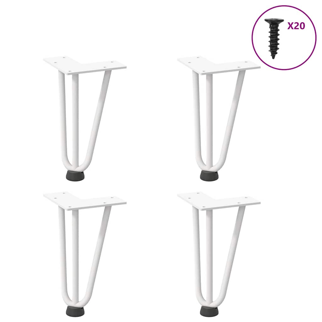 vidaXL Haarnadelbeine für Couchtisch 4 Stk. Weiß 20 cm Massivstahl